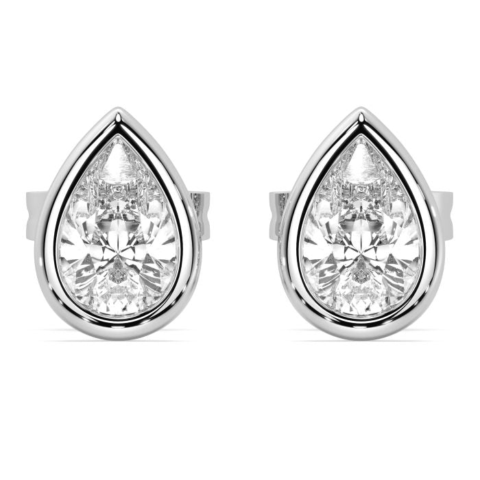 Pear bezel stud earrings with approx. 0.93ct lab-grown diamonds in 14k gold