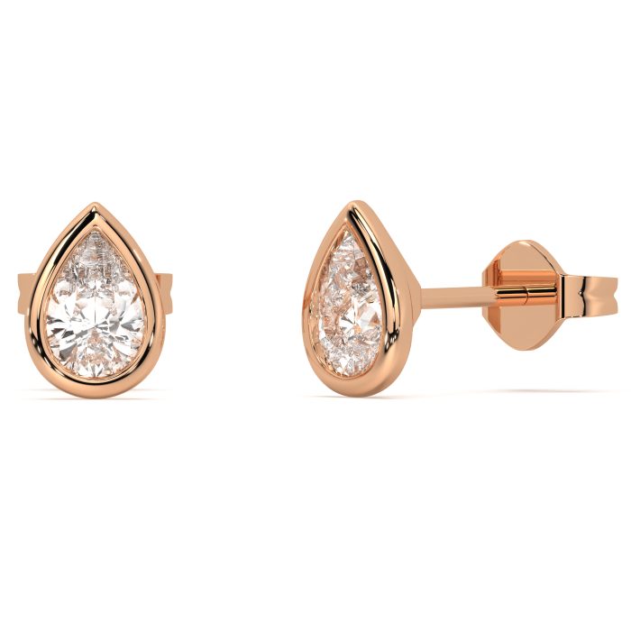 Pear bezel stud earrings with approx. 0.93ct lab-grown diamonds in 14k gold