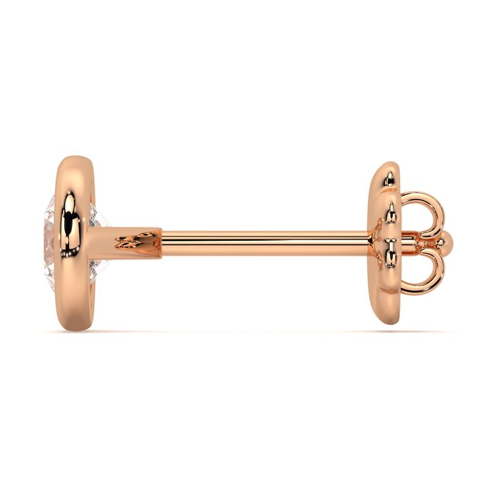 Round bezel stud earrings with approx. 1.10ct lab-grown diamonds in 14k gold