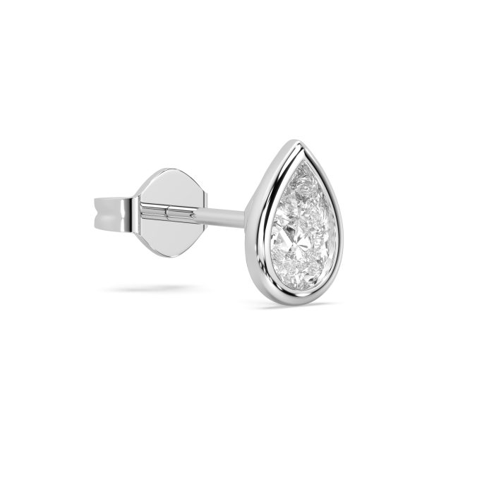 Pear bezel stud earrings with approx. 0.93ct lab-grown diamonds in 14k gold