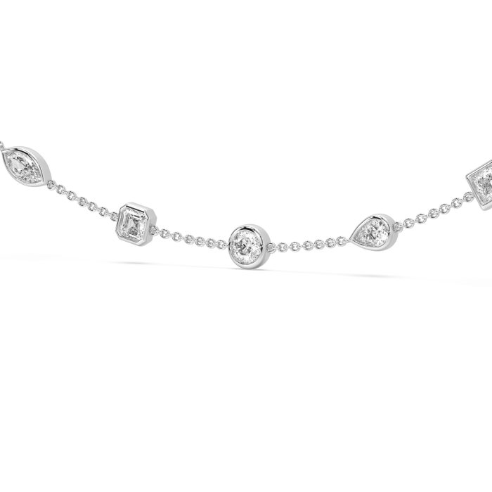 Mixed cut diamonds by the yard necklace with approx. 11.53ct lab-grown diamonds in 14k white gold