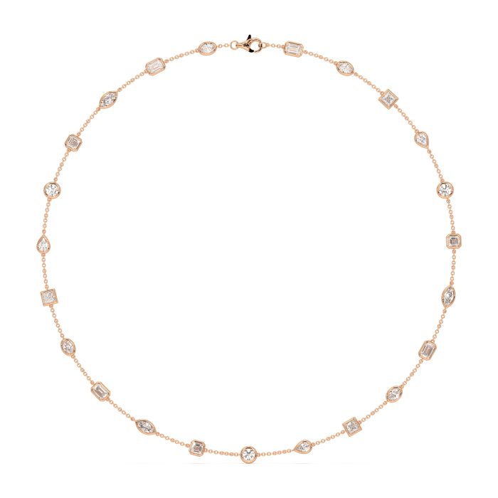 Mixed cut diamonds by the yard necklace with approx. 11.53ct lab-grown diamonds in 14k white gold