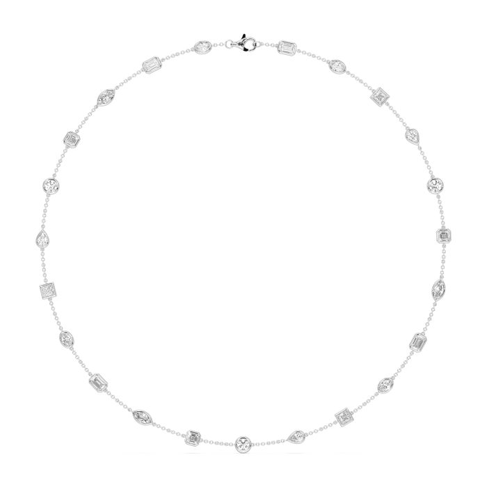 Mixed cut diamonds by the yard necklace with approx. 11.53ct lab-grown diamonds in 14k white gold