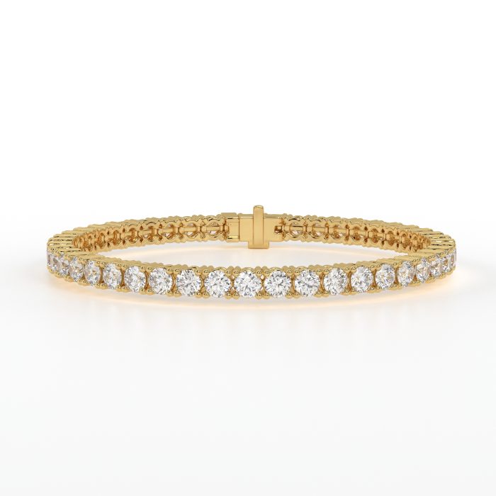 Round tennis bracelet, lab-grown diamonds, 18k gold