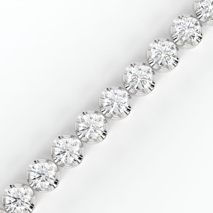 Round bezel tennis bracelet, lab-grown diamonds, 14k gold