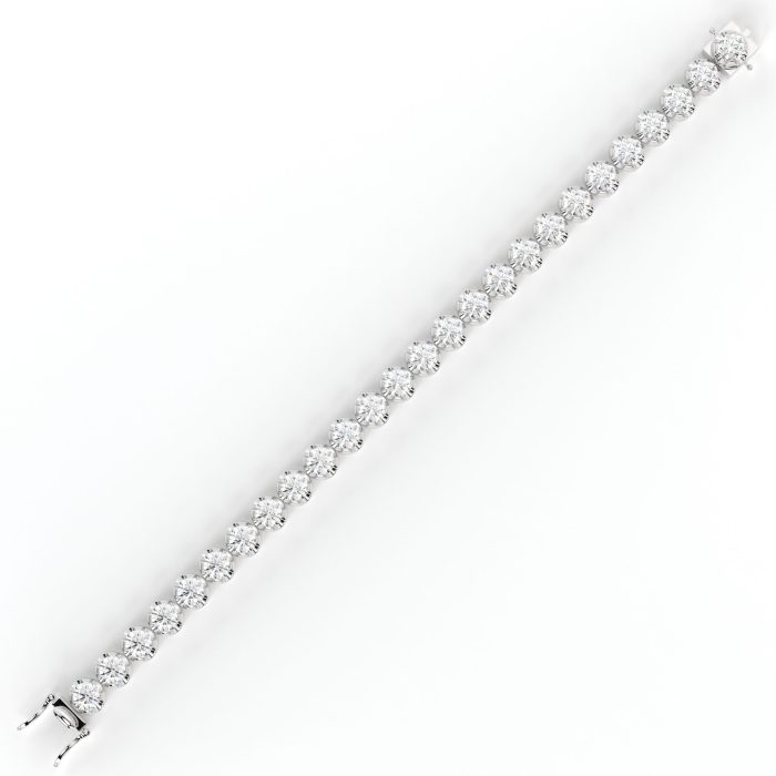 Round bezel tennis bracelet, lab-grown diamonds, 14k gold