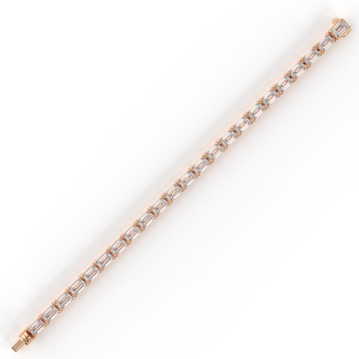 Emerald cut tennis bracelet, lab-grown diamonds, 14k gold