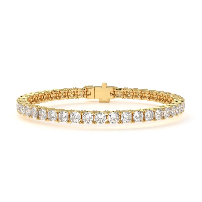 Round tennis bracelet, lab-grown diamonds, 14k gold