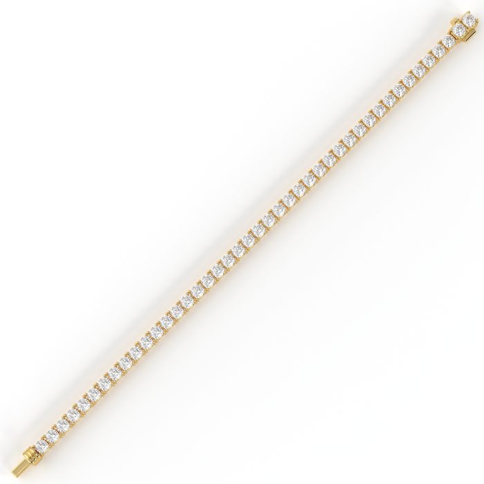 Round tennis bracelet, lab-grown diamonds, 14k gold