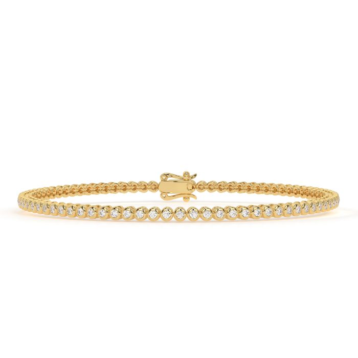 Fine round tennis bracelet, lab-grown diamonds, 14k gold