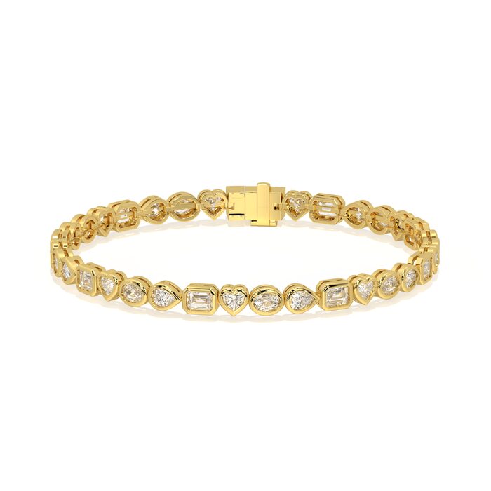 Mixed cut bezel bracelet with approx. 5.34ct lab-grown diamonds in 14k gold