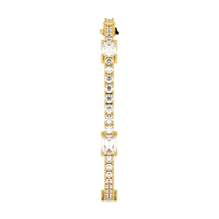 Round tennis bracelet with emerald cut accents, approx. 9.62ct lab-grown diamonds in 14k gold