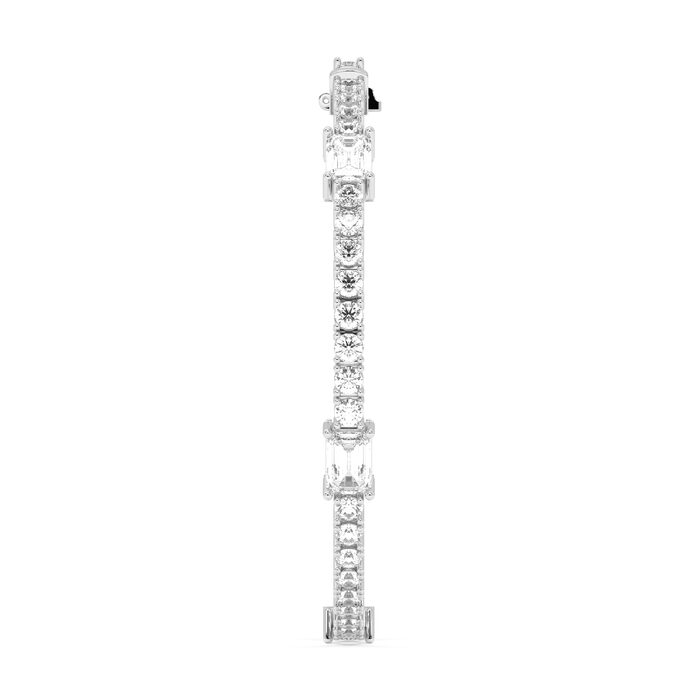 Round tennis bracelet with emerald cut accents, approx. 9.62ct lab-grown diamonds in 14k gold