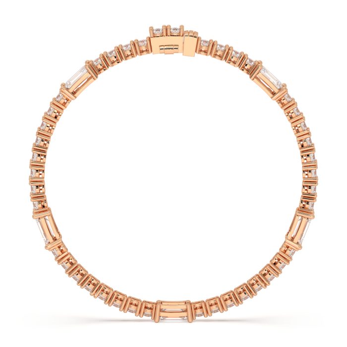 Round tennis bracelet with emerald cut accents, approx. 9.62ct lab-grown diamonds in 14k gold