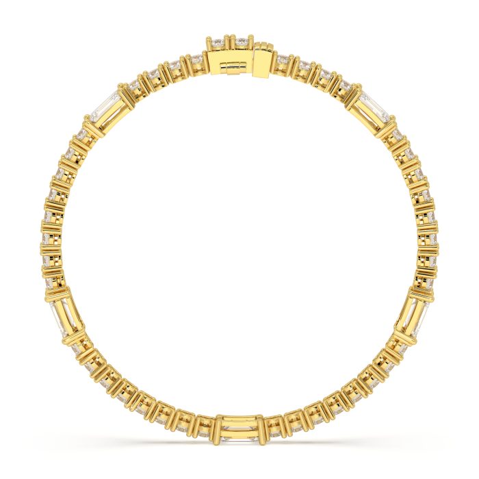 Round tennis bracelet with emerald cut accents, approx. 9.62ct lab-grown diamonds in 14k gold
