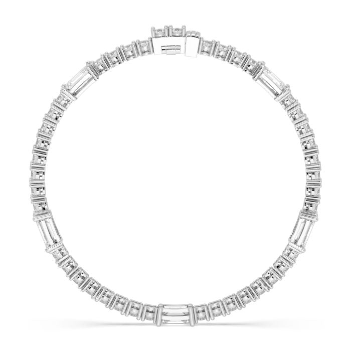 Round tennis bracelet with emerald cut accents, approx. 9.62ct lab-grown diamonds in 14k gold