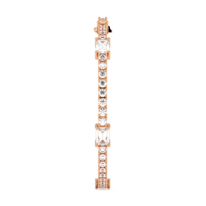Round tennis bracelet with emerald cut accents, approx. 9.62ct lab-grown diamonds in 14k gold