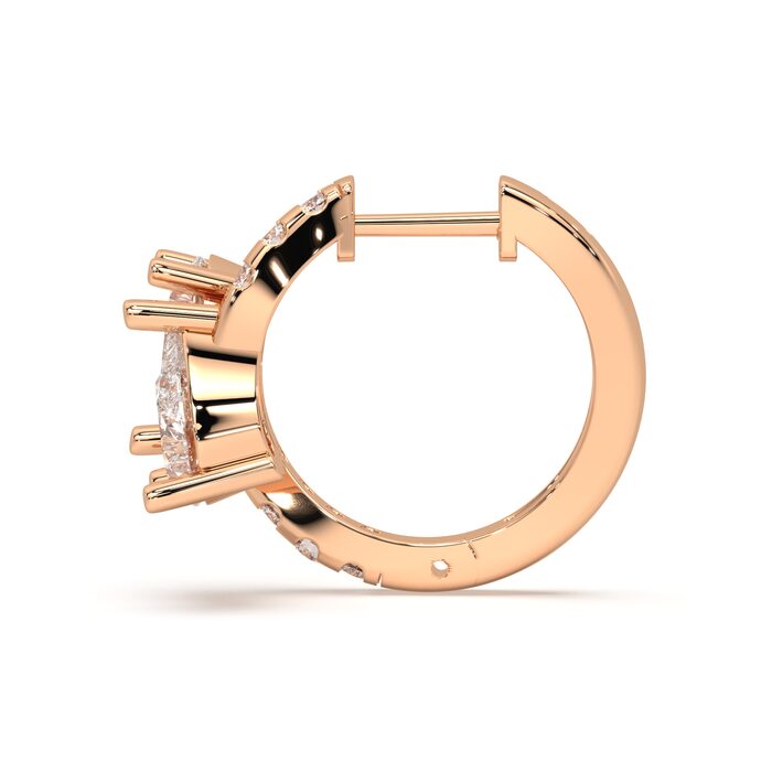 Pear cluster huggie earrings, lab-grown diamonds, 14k gold