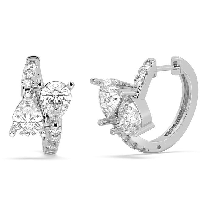Pear cluster huggie earrings, lab-grown diamonds, 14k gold