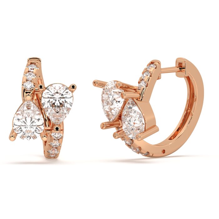 Pear cluster huggie earrings, lab-grown diamonds, 14k gold