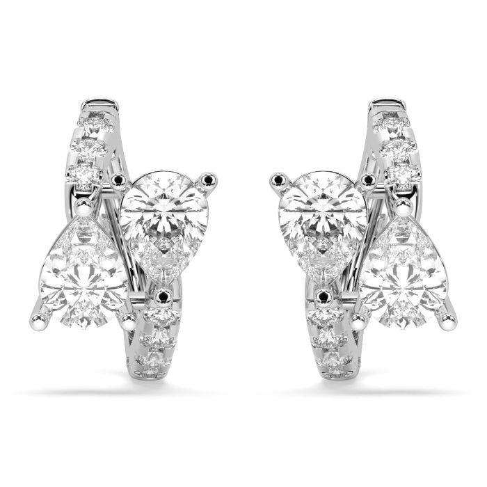 Pear cluster huggie earrings, lab-grown diamonds, 14k gold