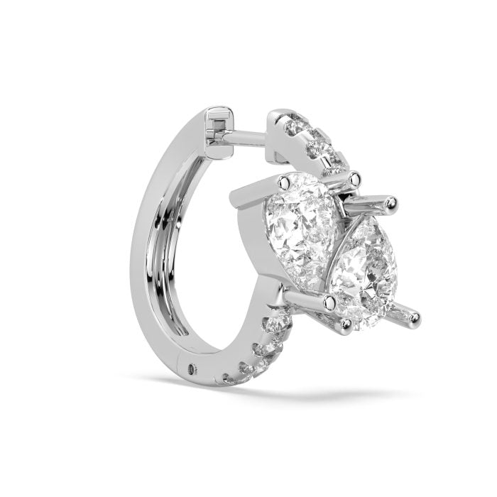 Pear cluster huggie earrings, lab-grown diamonds, 14k gold