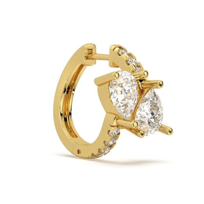 Pear cluster huggie earrings, lab-grown diamonds, 14k gold