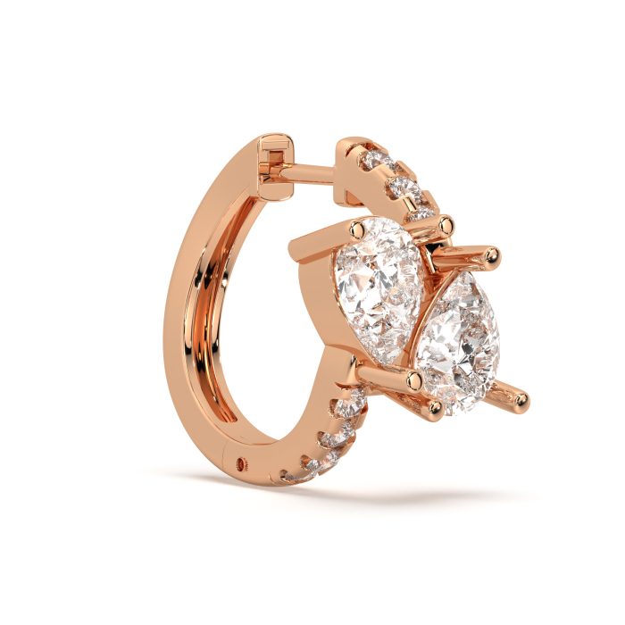 Pear cluster huggie earrings, lab-grown diamonds, 14k gold