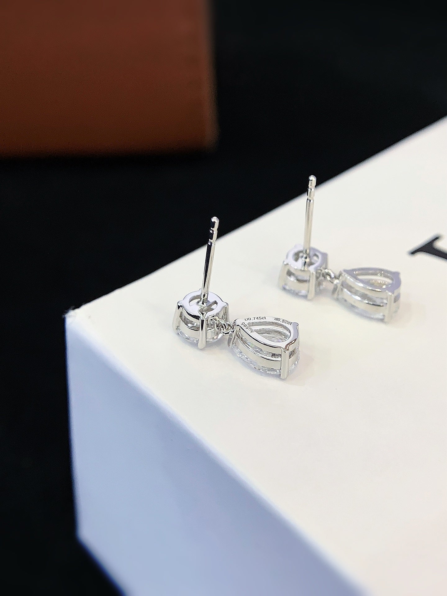 Double Stone Drop Earrings, Lab-Grown Diamonds, 14k Gold