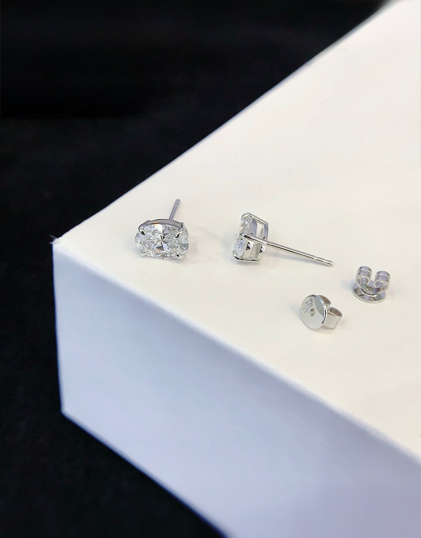 Oval Diamond Studs, 2ct Total Weight Lab-Grown Diamonds, White Gold