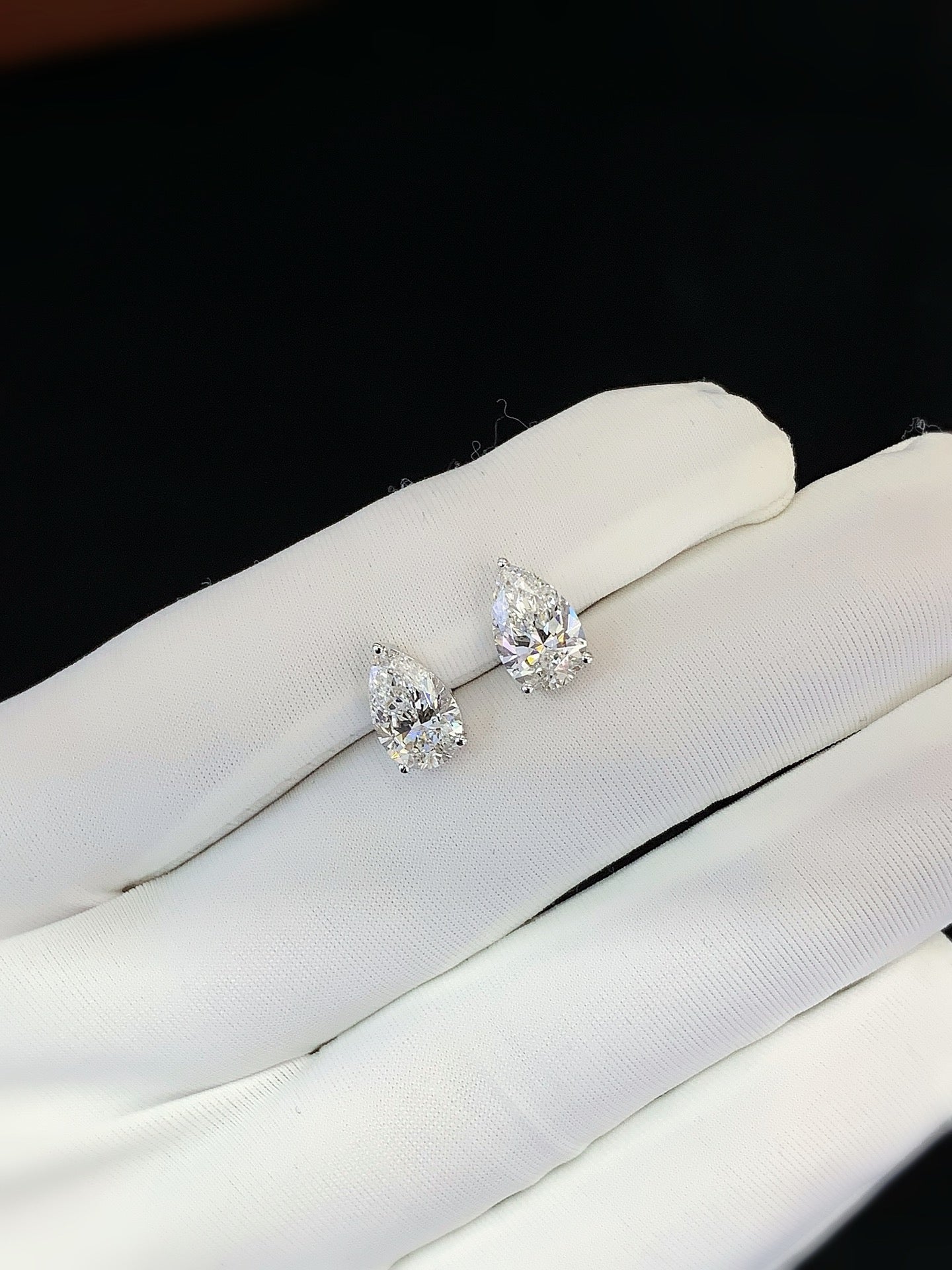 Pear Diamond Studs, 4.2ct Total Weight Lab-Grown Diamonds, 14k White Gold