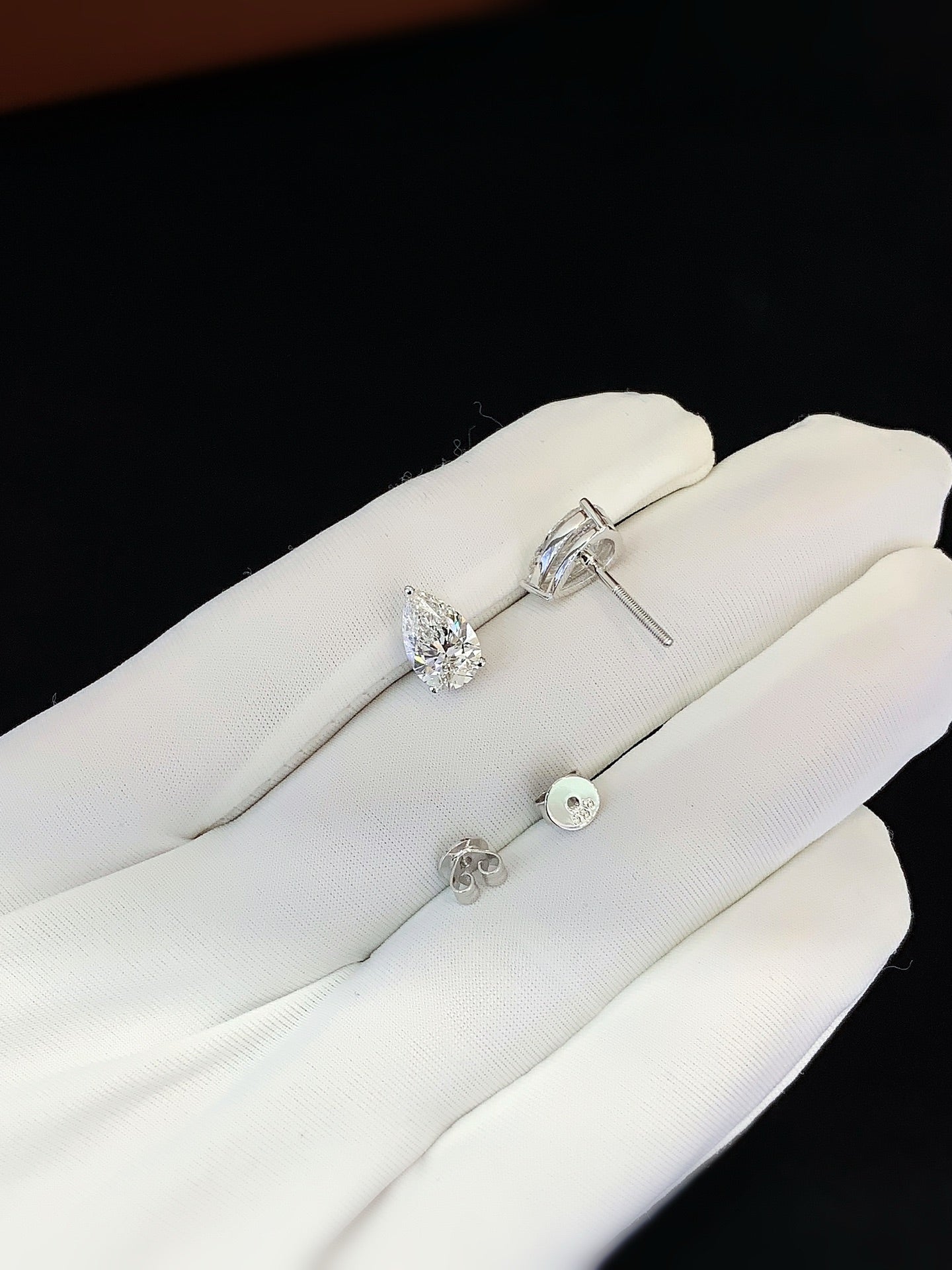 Pear Diamond Studs, 4.2ct Total Weight Lab-Grown Diamonds, 14k White Gold