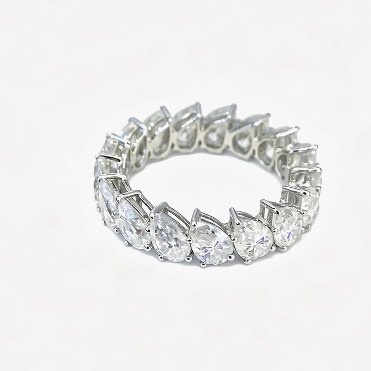 Pear Eternity Ring, 3.2ct Total Weight Lab-Grown Diamonds, 18k White Gold