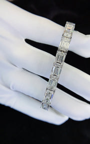 Emerald Cut Tennis Bracelet, Approx. 38ct Total Weight Lab-Grown Diamonds, 18k White Gold