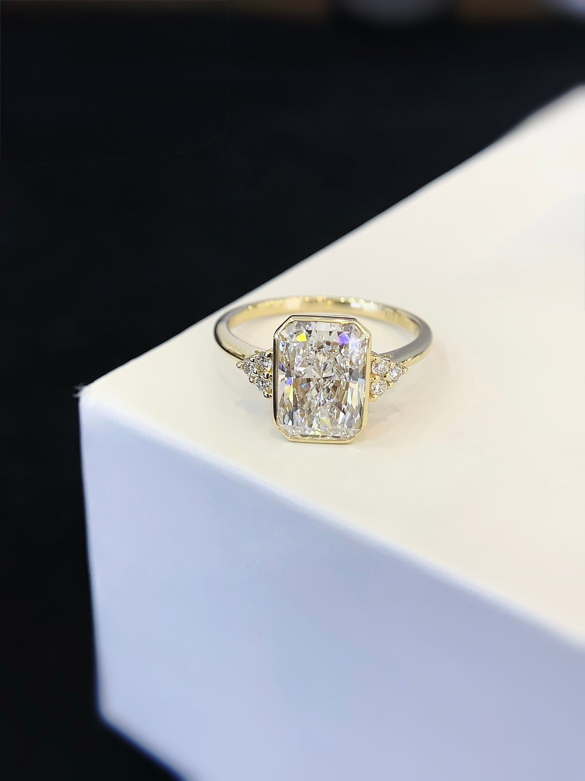 Old Mine Ring, 3ct Lab-Grown Diamond, 18k Yellow Gold