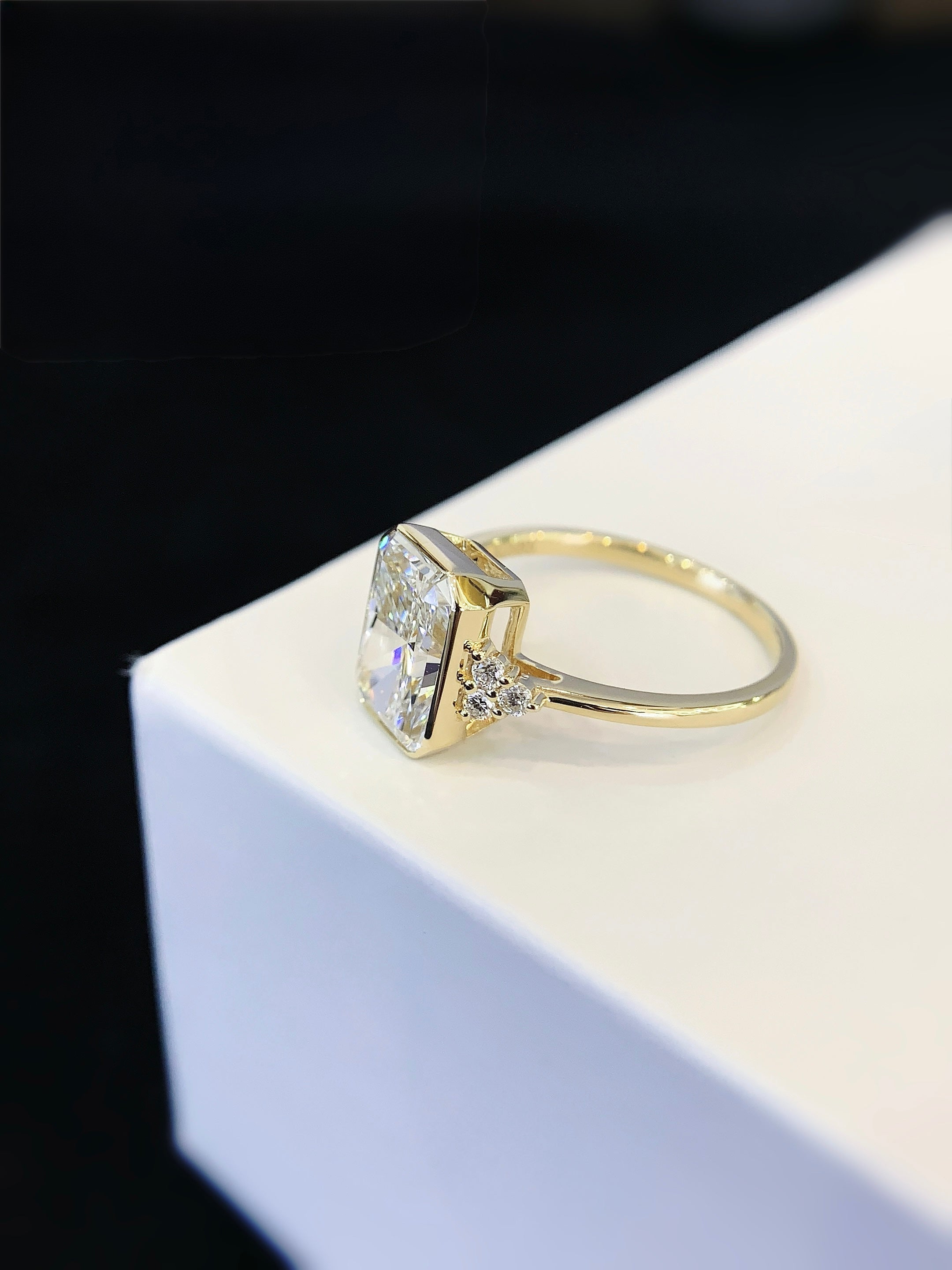 Old Mine Ring, 3ct Lab-Grown Diamond, 18k Yellow Gold