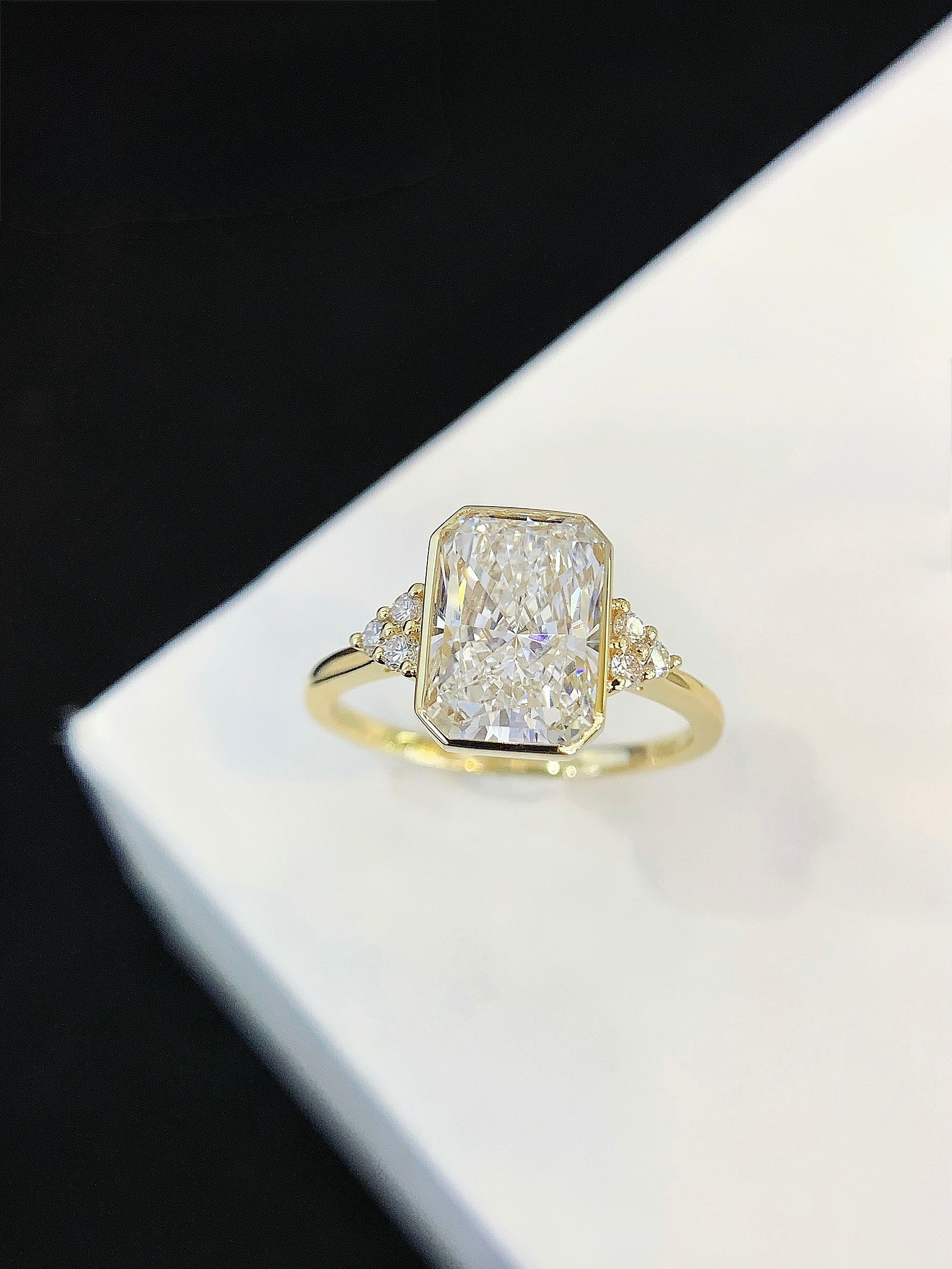 Old Mine Ring, 3ct Lab-Grown Diamond, 18k Yellow Gold