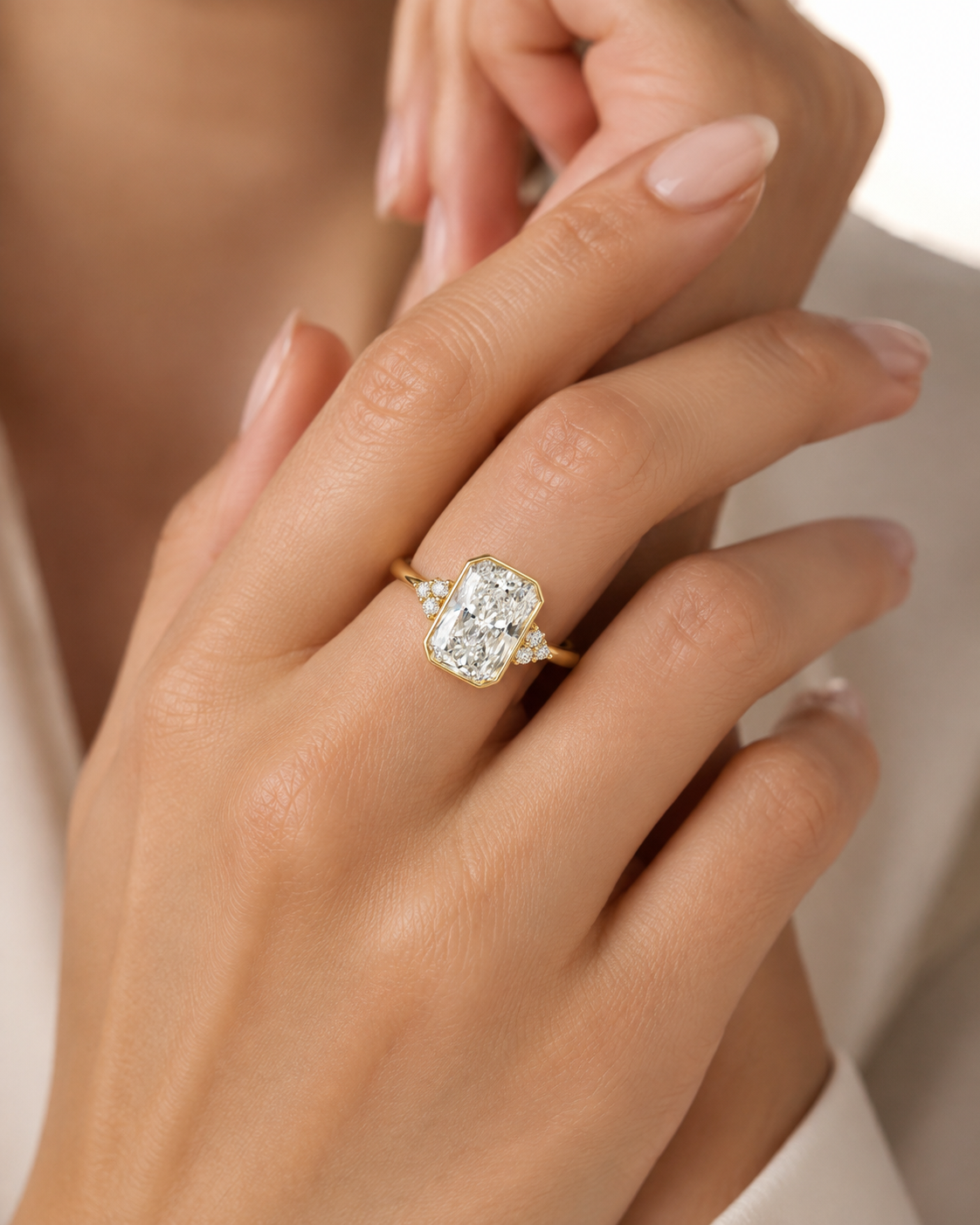 Old Mine Ring, 3ct Lab-Grown Diamond, 18k Yellow Gold