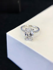 Oval Hidden Halo Ring, 5.12ct Lab-Grown Diamond, 18k White Gold