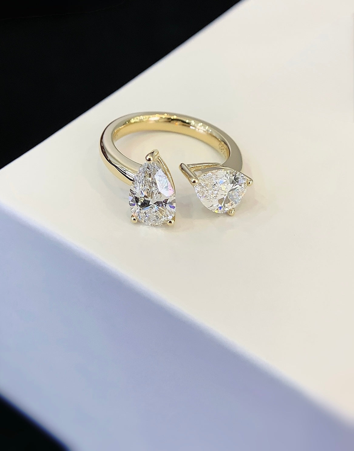 Asymmetrical Toi et Moi Ring, 4.24ct Total Weight Lab-Grown Diamonds, 14k Yellow Gold