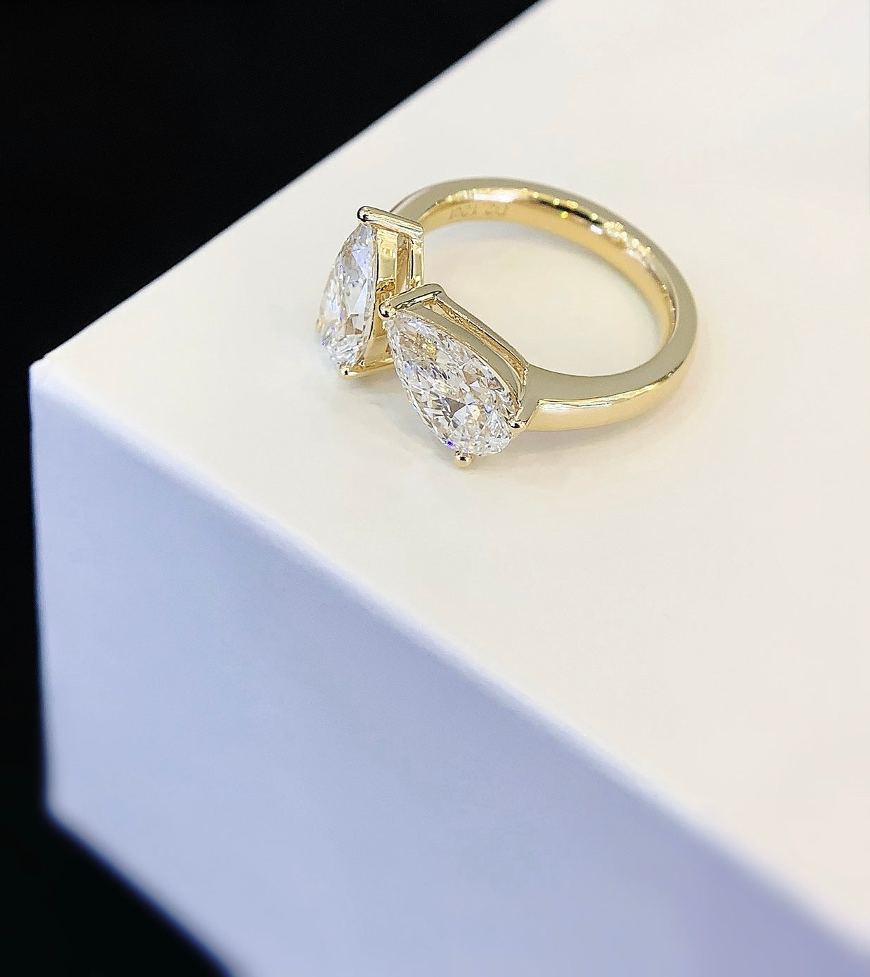Asymmetrical Toi et Moi Ring, 4.24ct Total Weight Lab-Grown Diamonds, 14k Yellow Gold
