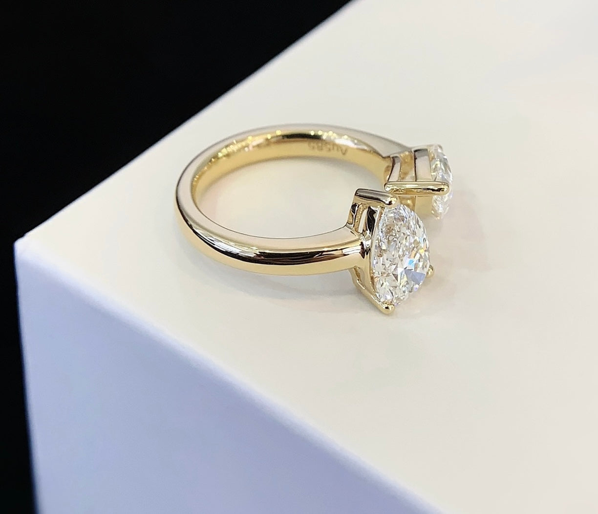 Asymmetrical Toi et Moi Ring, 4.24ct Total Weight Lab-Grown Diamonds, 14k Yellow Gold