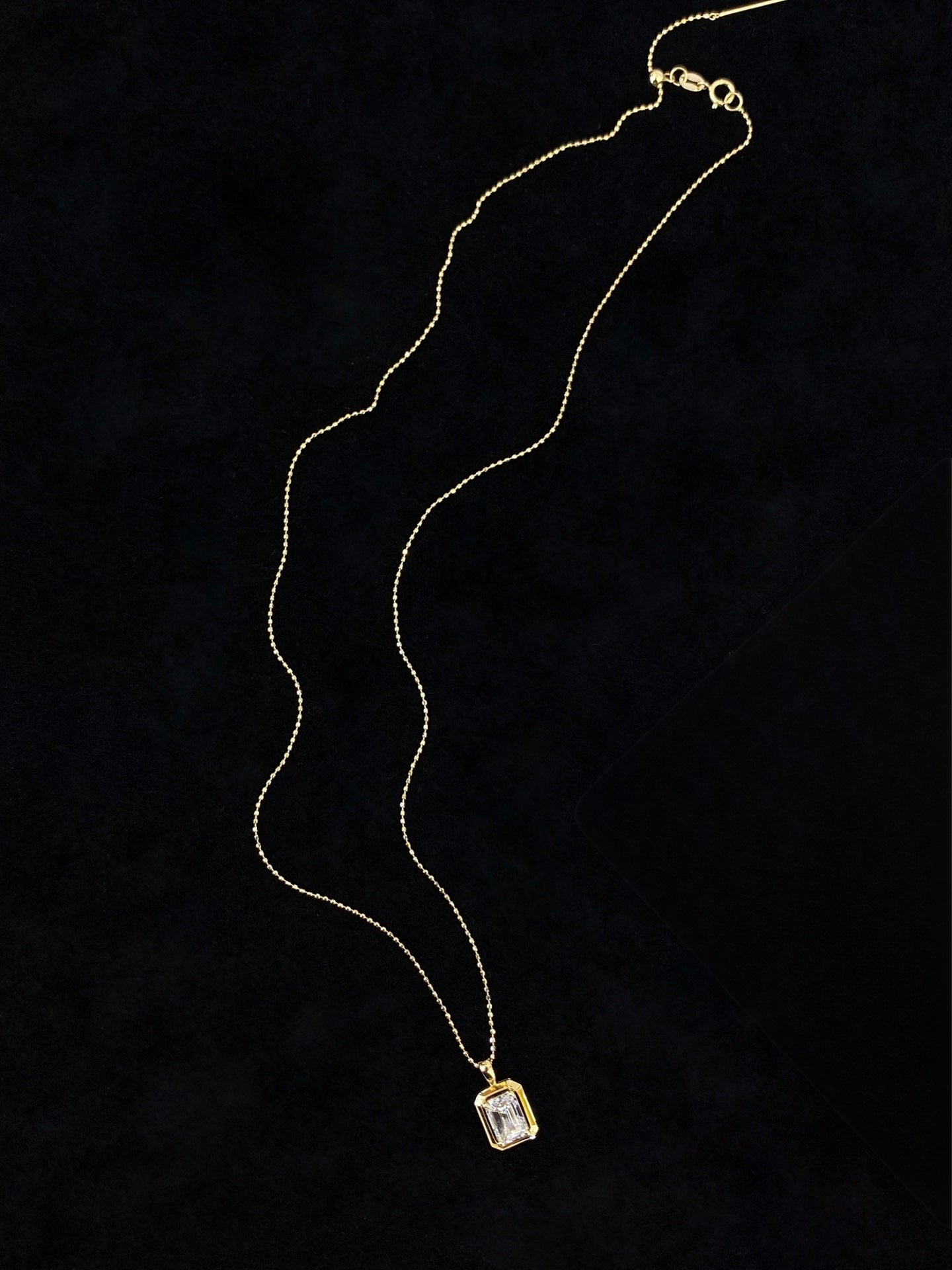 Emerald Cut Frame Pendant, 1.03ct Lab-Grown Diamond, 18k Yellow Gold