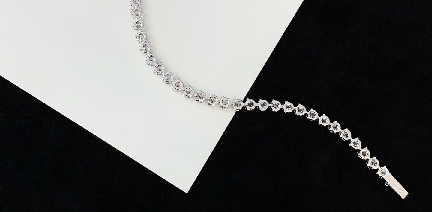 Round Diamond Tennis Bracelet, 5.15ct Total Weight Lab-Grown Diamonds, 14k White Gold