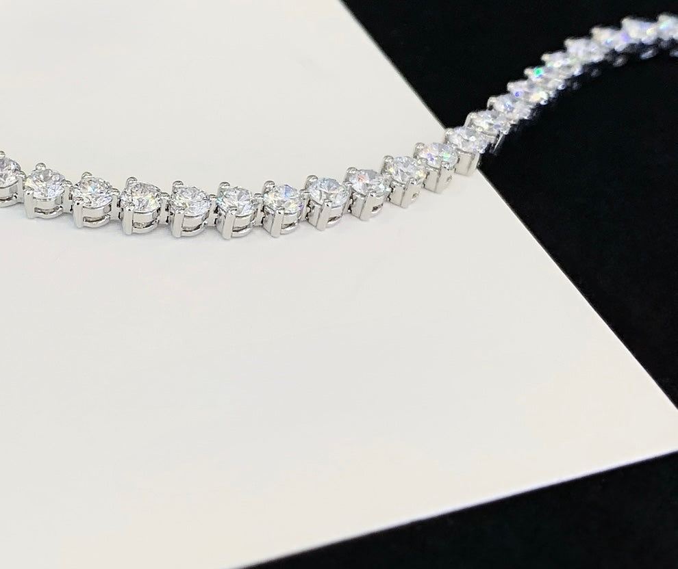 Round Diamond Tennis Bracelet, 5.15ct Total Weight Lab-Grown Diamonds, 14k White Gold