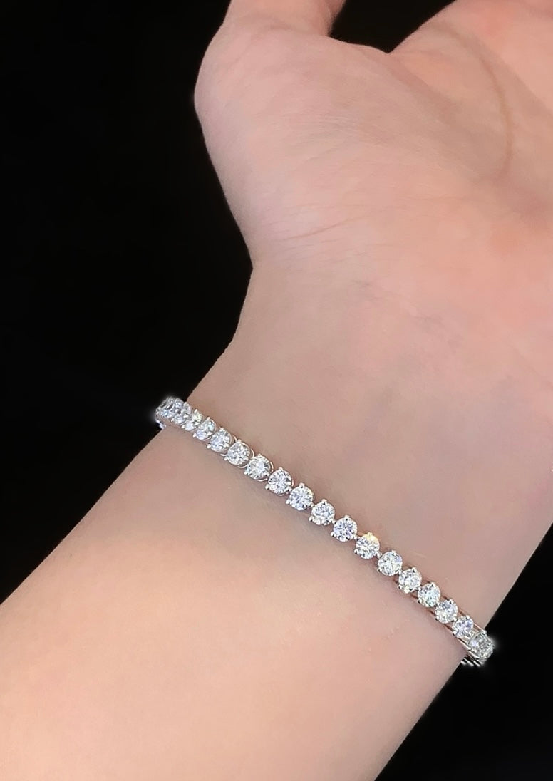 Round Diamond Tennis Bracelet, 5.15ct Total Weight Lab-Grown Diamonds, 14k White Gold