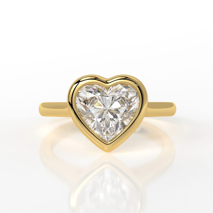 Heart bezel ring with a 2.09ct lab-grown diamond in 14k yellow gold