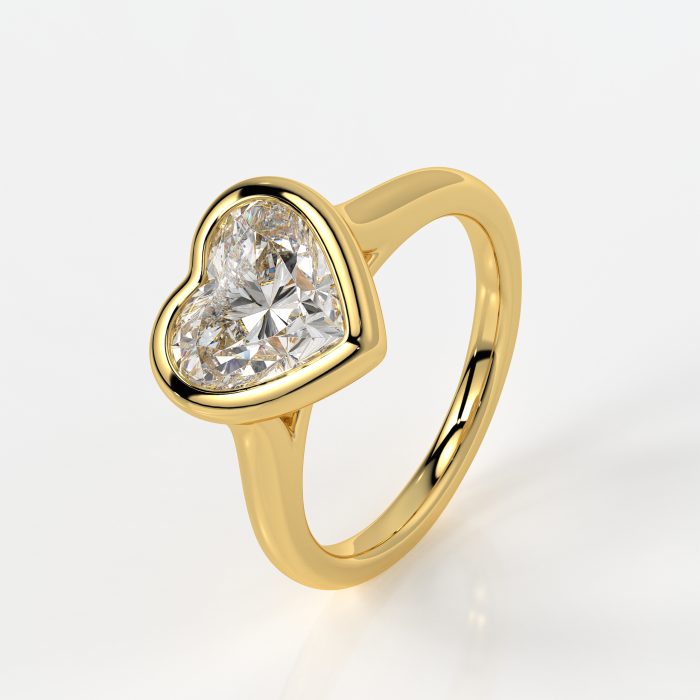 Heart bezel ring with a 2.09ct lab-grown diamond in 14k yellow gold