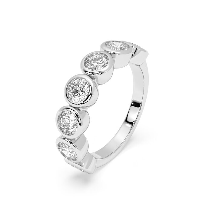 Round bezel band with approx. 3.64ct lab-grown diamonds in 14k white gold