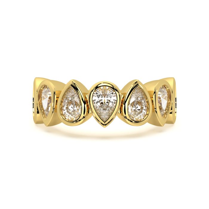 Pear bezel band with approx. 5.77ct lab-grown diamonds in 14k yellow gold